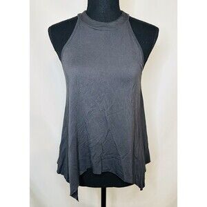American‎ Eagle AE Soft & Sexy Halter Neck Tank Top XS Gray Black Asymmetric Hem